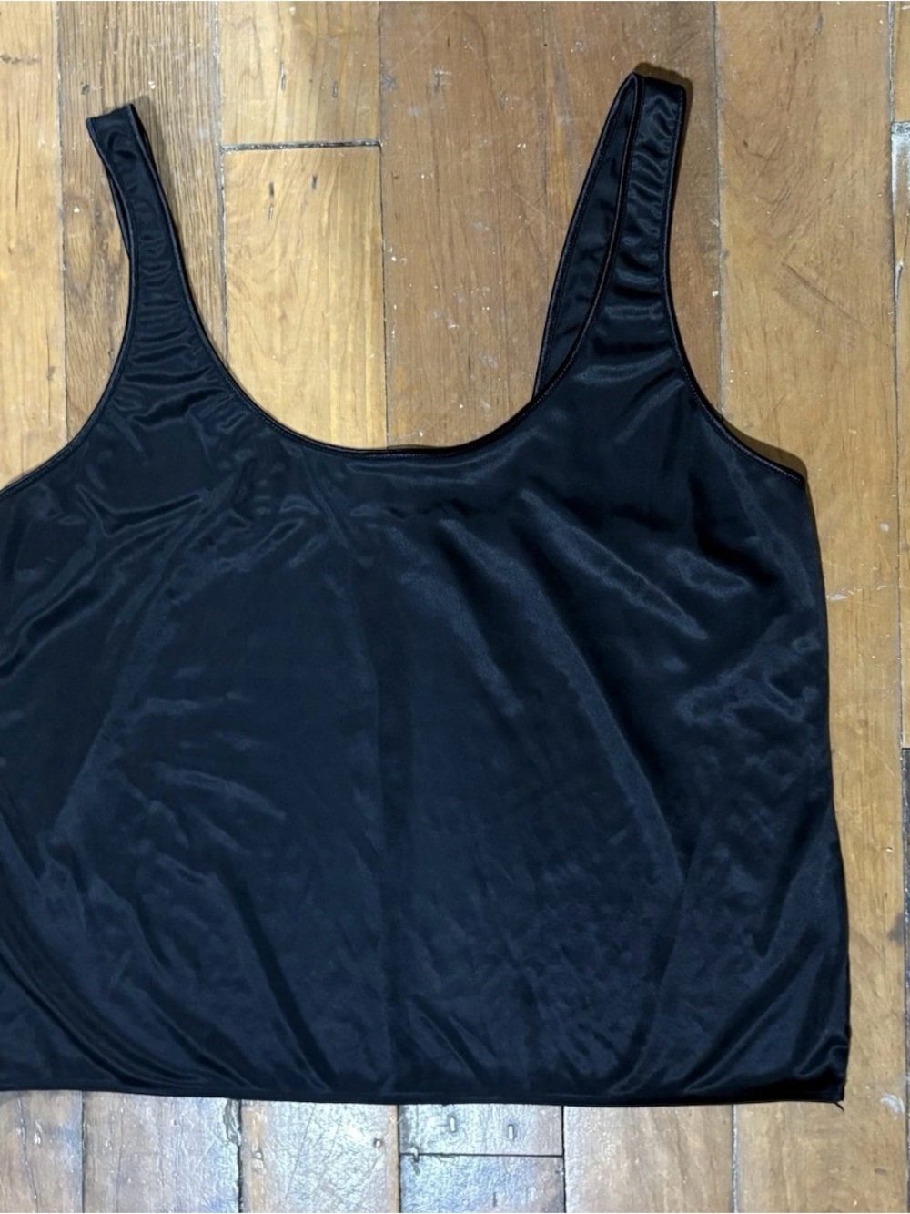 Vassarette Black Satin Tank Top